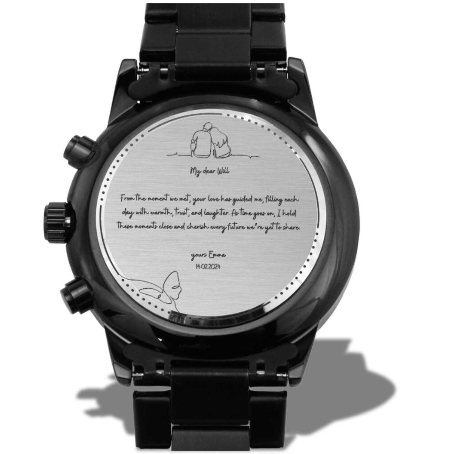 Custom Engraved Watch for Him – Personalize with Love & Luxury LED Wooden Box.