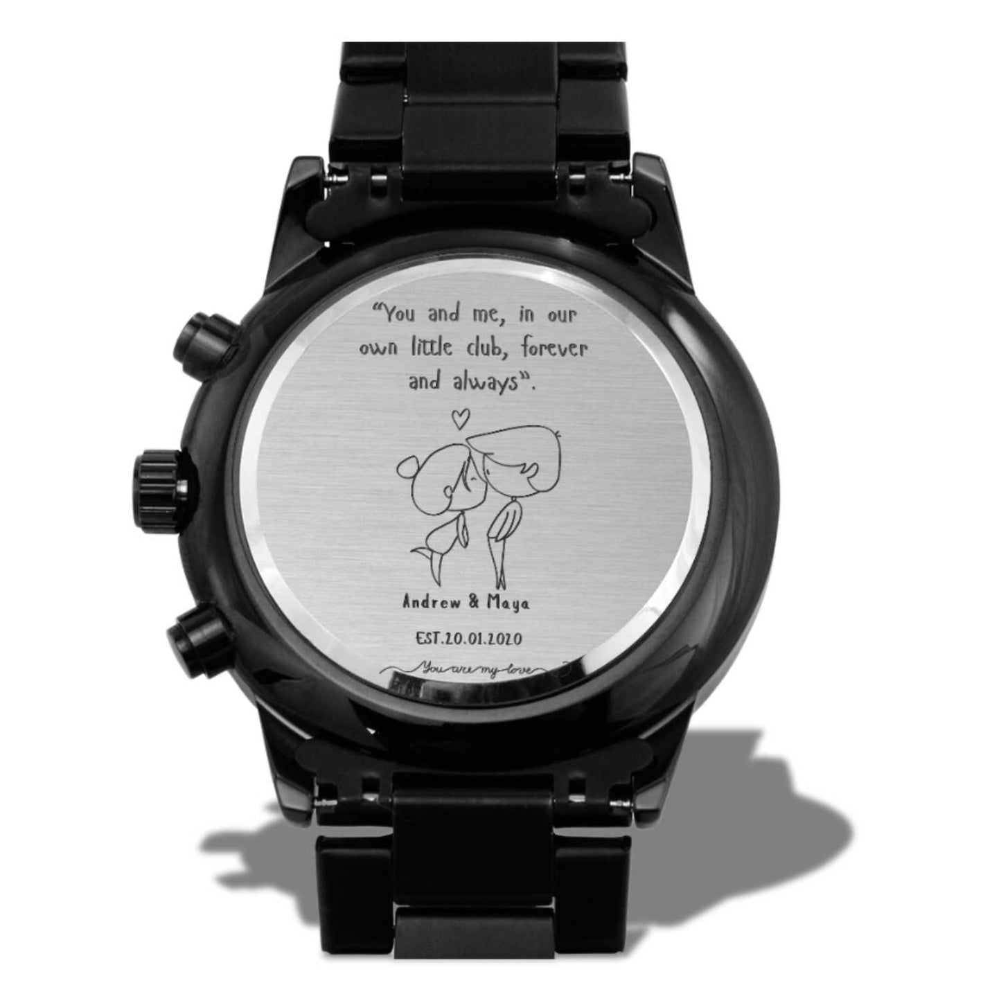 Custom Engraved Watch for Him – Personalize with Love & Luxury LED Wooden Box.