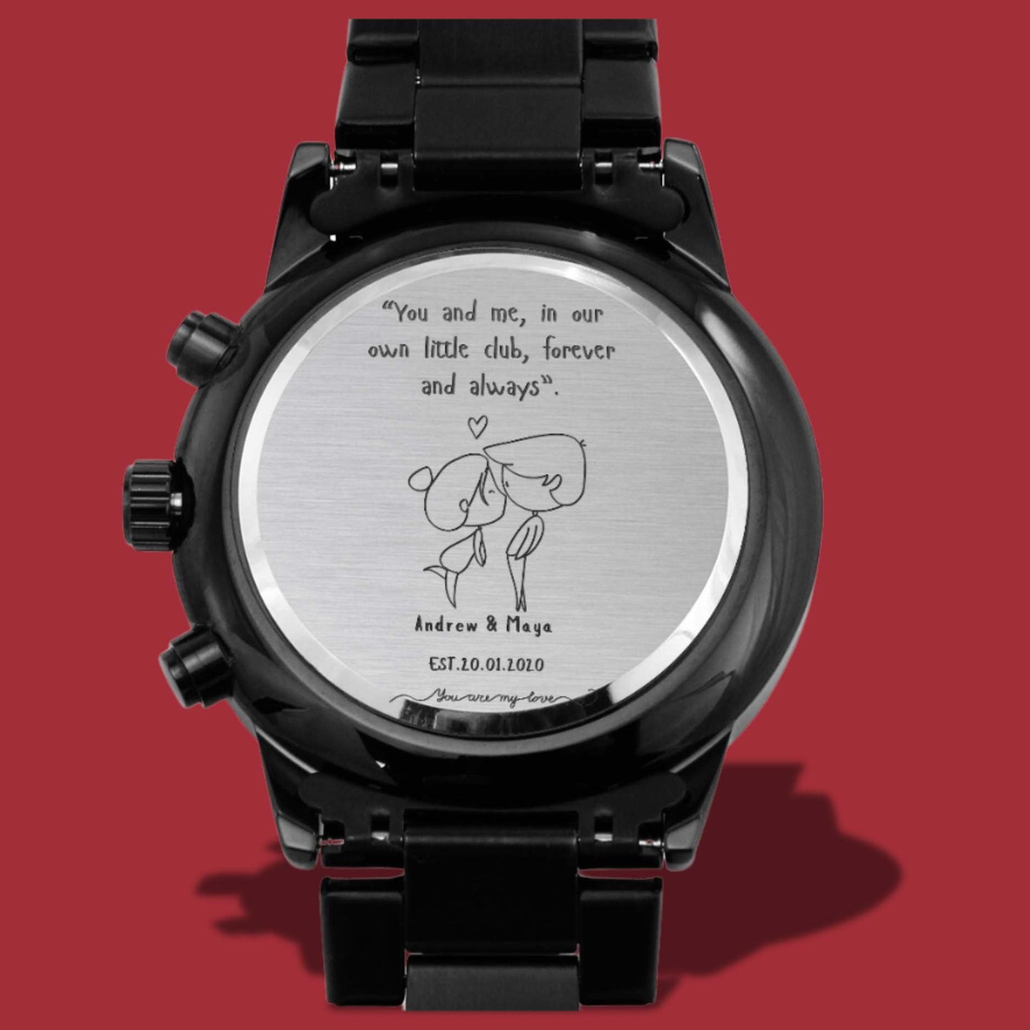 Custom Engraved Watch for Him – Personalize with Love & Luxury LED Wooden Box.