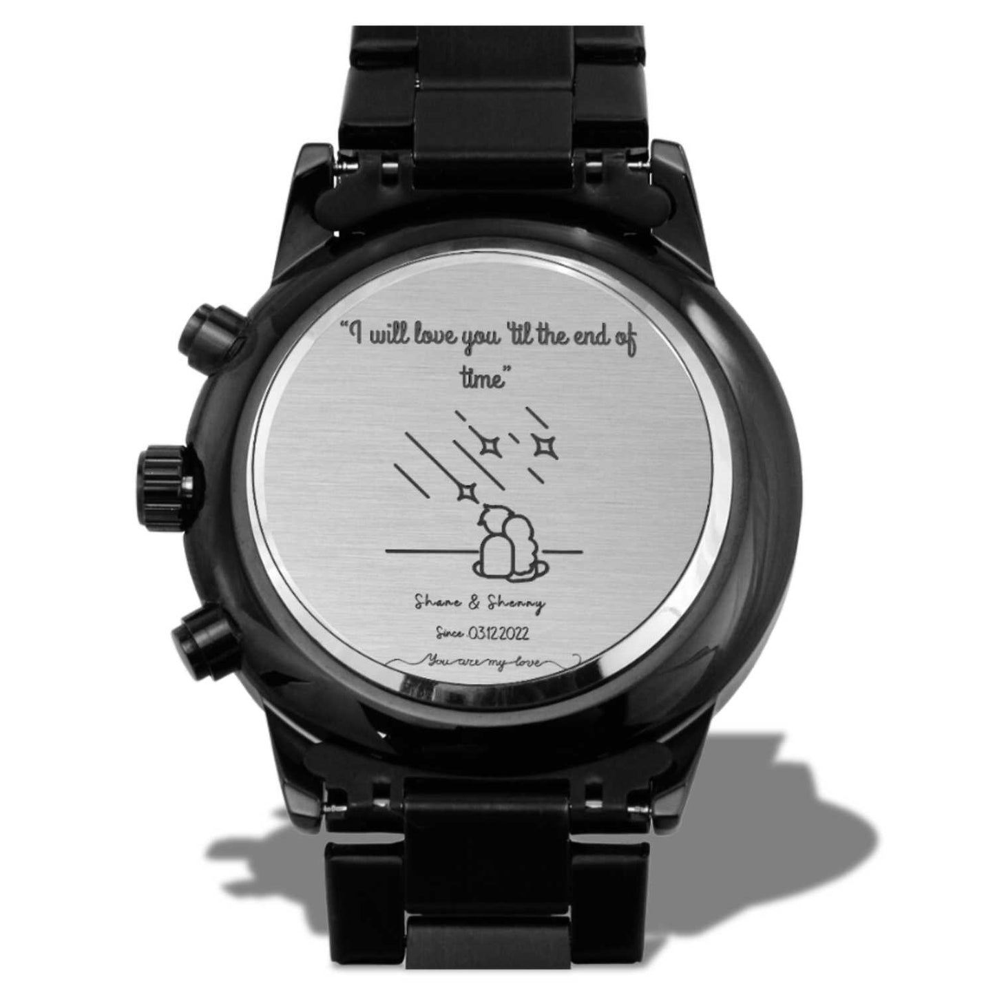 Custom Engraved Watch for Him – Personalize with Love & Luxury LED Wooden Box.