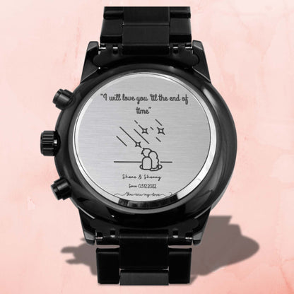 Custom Engraved Watch for Him – Personalize with Love & Luxury LED Wooden Box.