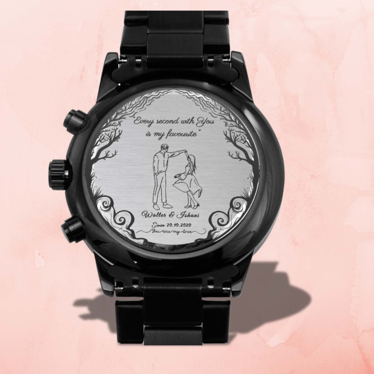 Custom Engraved Watch for Him – Personalize with Love & Luxury LED Wooden Box.