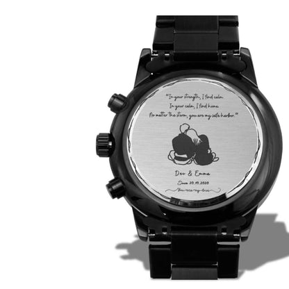 Custom Engraved Watch for Him – Personalize with Love & Luxury LED Wooden Box.