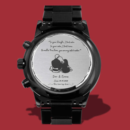 Custom Engraved Watch for Him – Personalize with Love & Luxury LED Wooden Box.