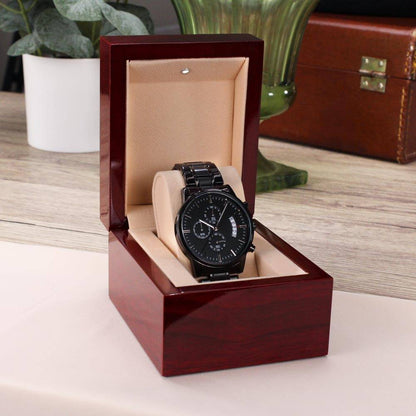 Custom Engraved Watch for Him – Personalize with Love & Luxury LED Wooden Box.