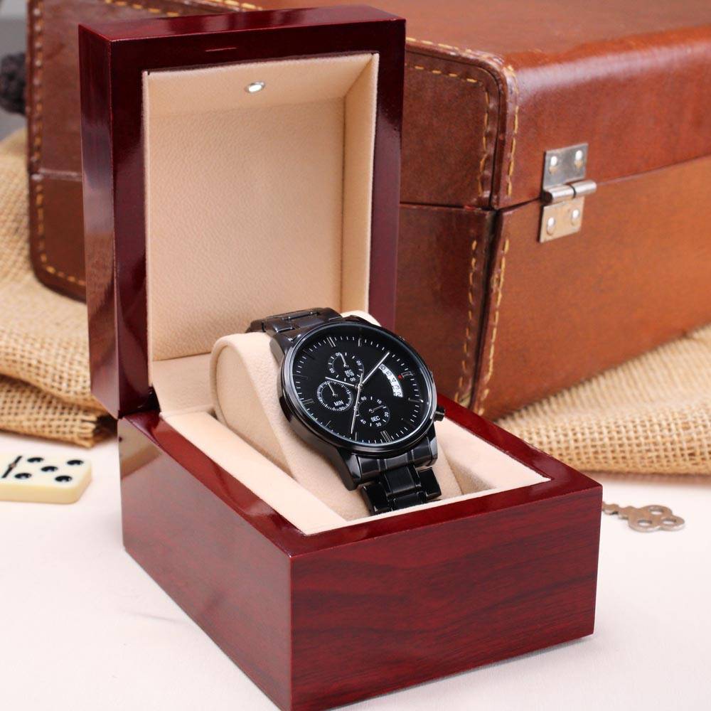 Custom Engraved Watch for Him – Personalize with Love & Luxury LED Wooden Box.