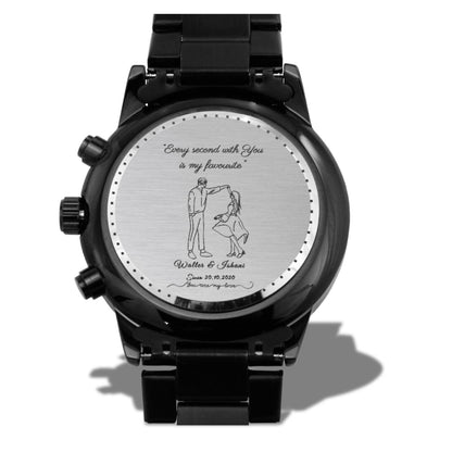 Custom Engraved Watch for Him – Personalize with Love & Luxury LED Wooden Box.