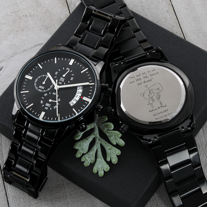 Custom Engraved Watch for Him – Personalize with Love & Luxury LED Wooden Box.